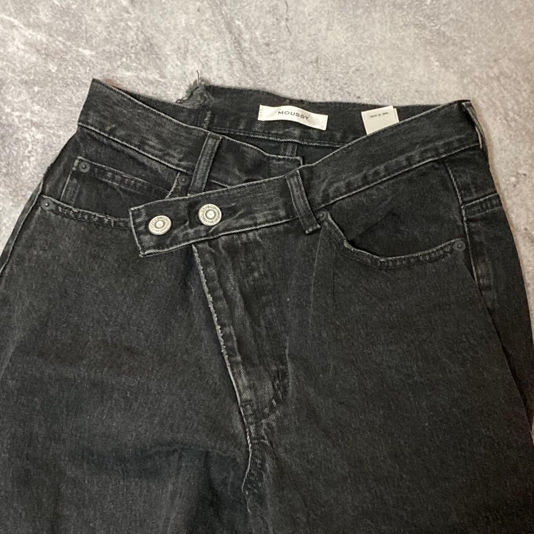moussy CROSS WAIST WIDE STRAIGHT ブラック　2