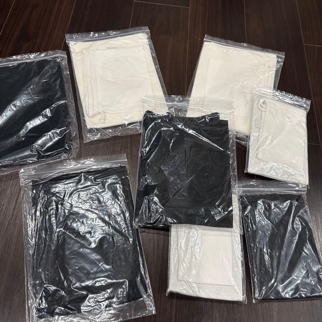 HANRO XS ブラック　ホワイト　Tシャツ 8枚セット