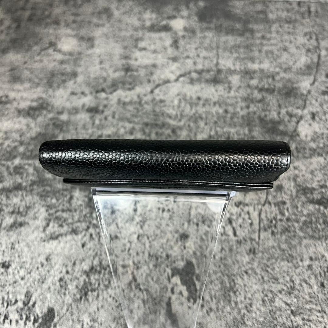 ​CHANEL キャビアスキン ココマーク 二つ折り財布 ブラック