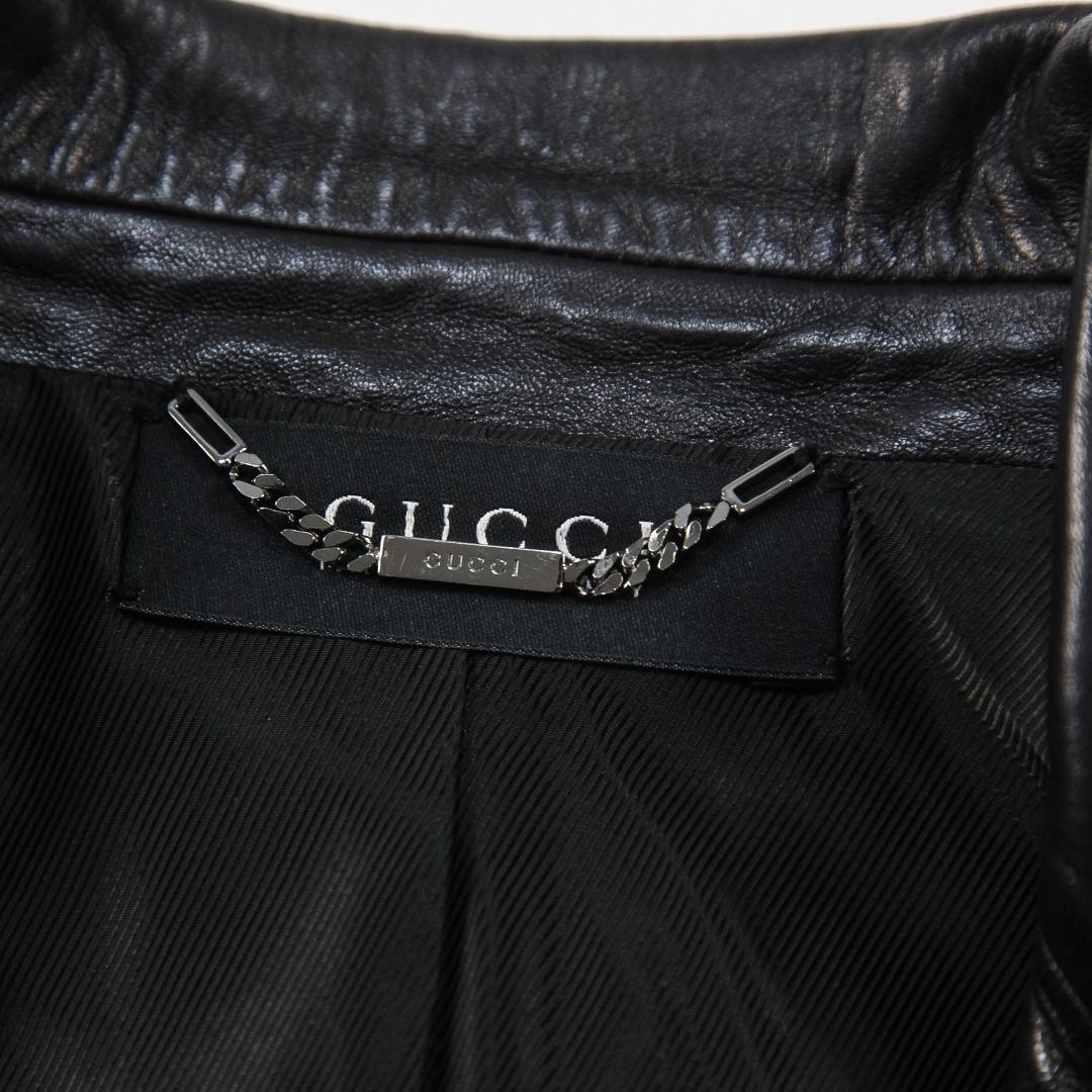 希少 GUCCI イタリア製 ラムレザー 2ボタン テーラードジャケット 44