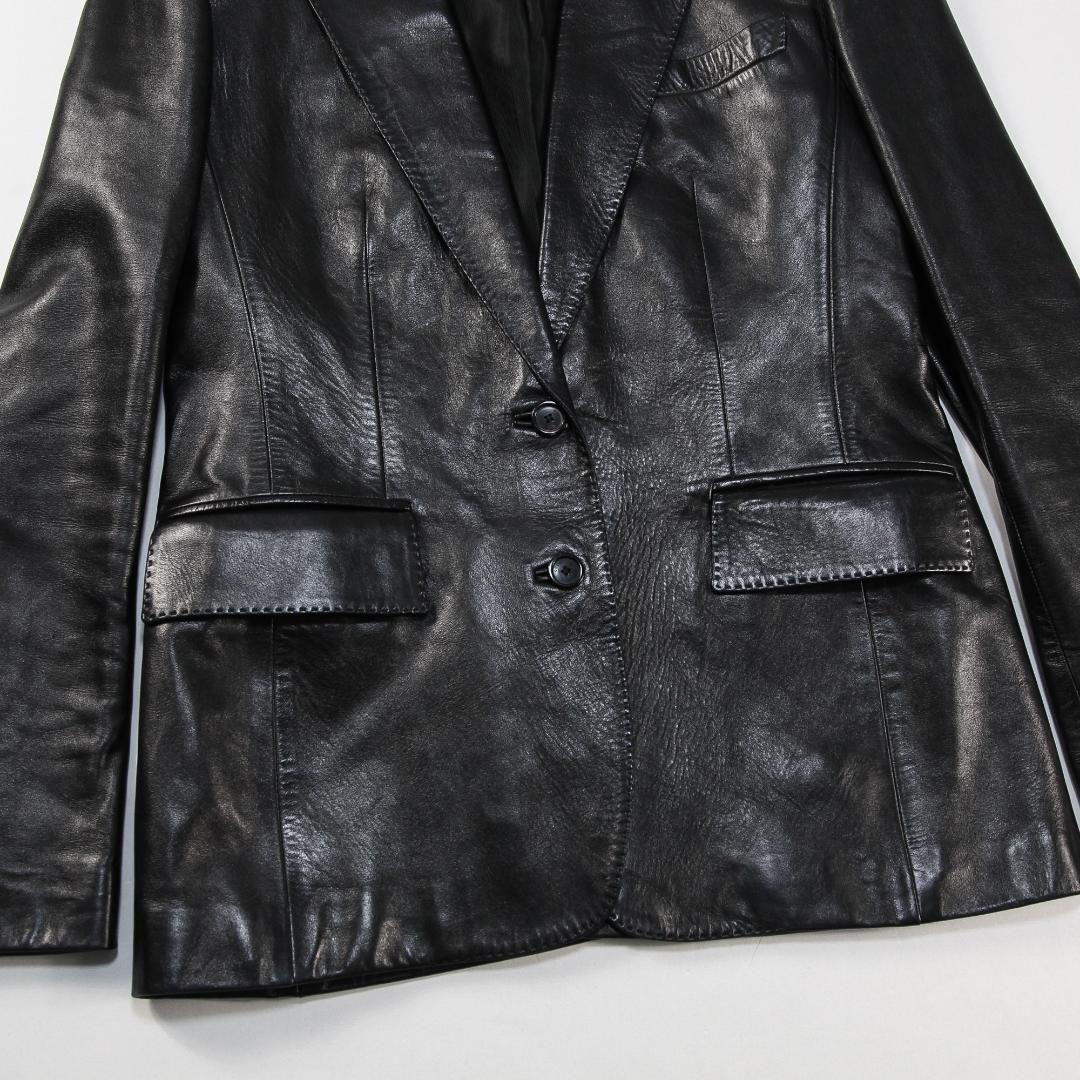 希少 GUCCI イタリア製 ラムレザー 2ボタン テーラードジャケット 44