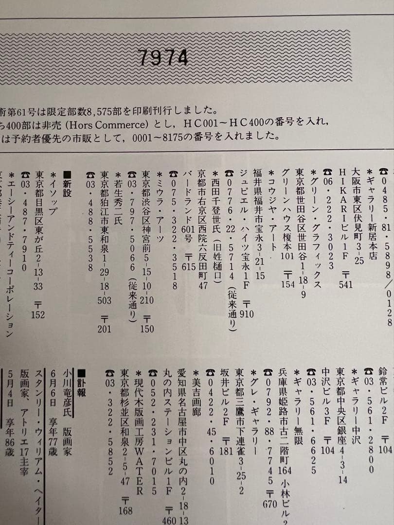 版画藝術61号 1988年刊 池田満寿夫特集 廃盤 星野修三版画付 アート　本