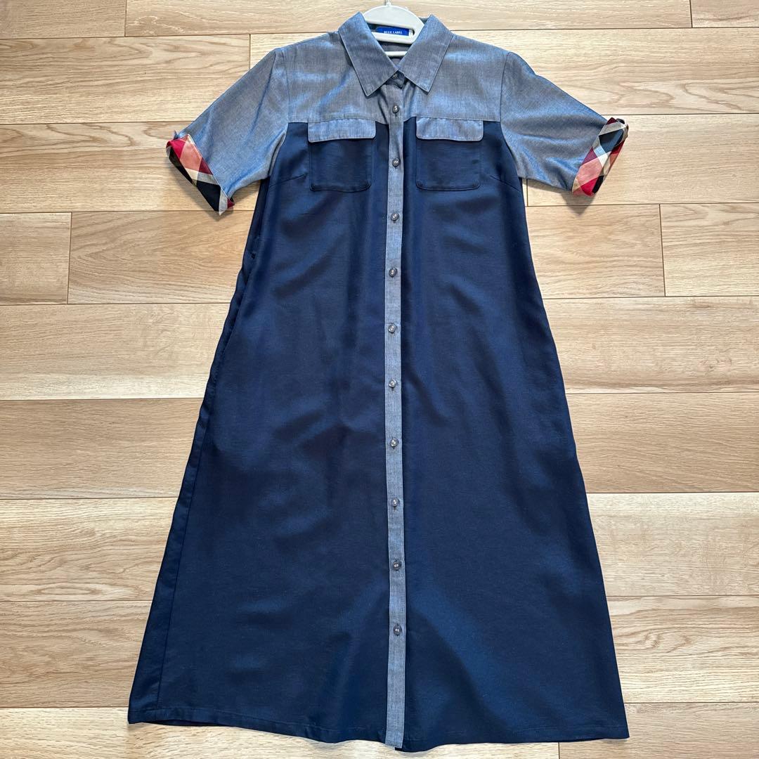【美品】ブルーレーベルクレストブリッジ ライトドライダンガリーシャツドレス　36