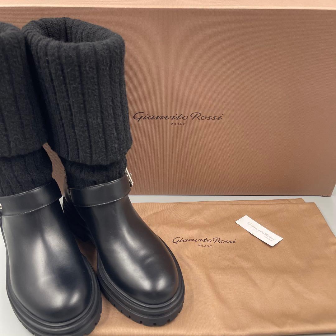Gianvito Rossi Thurso ニット＆レザー ブーツ