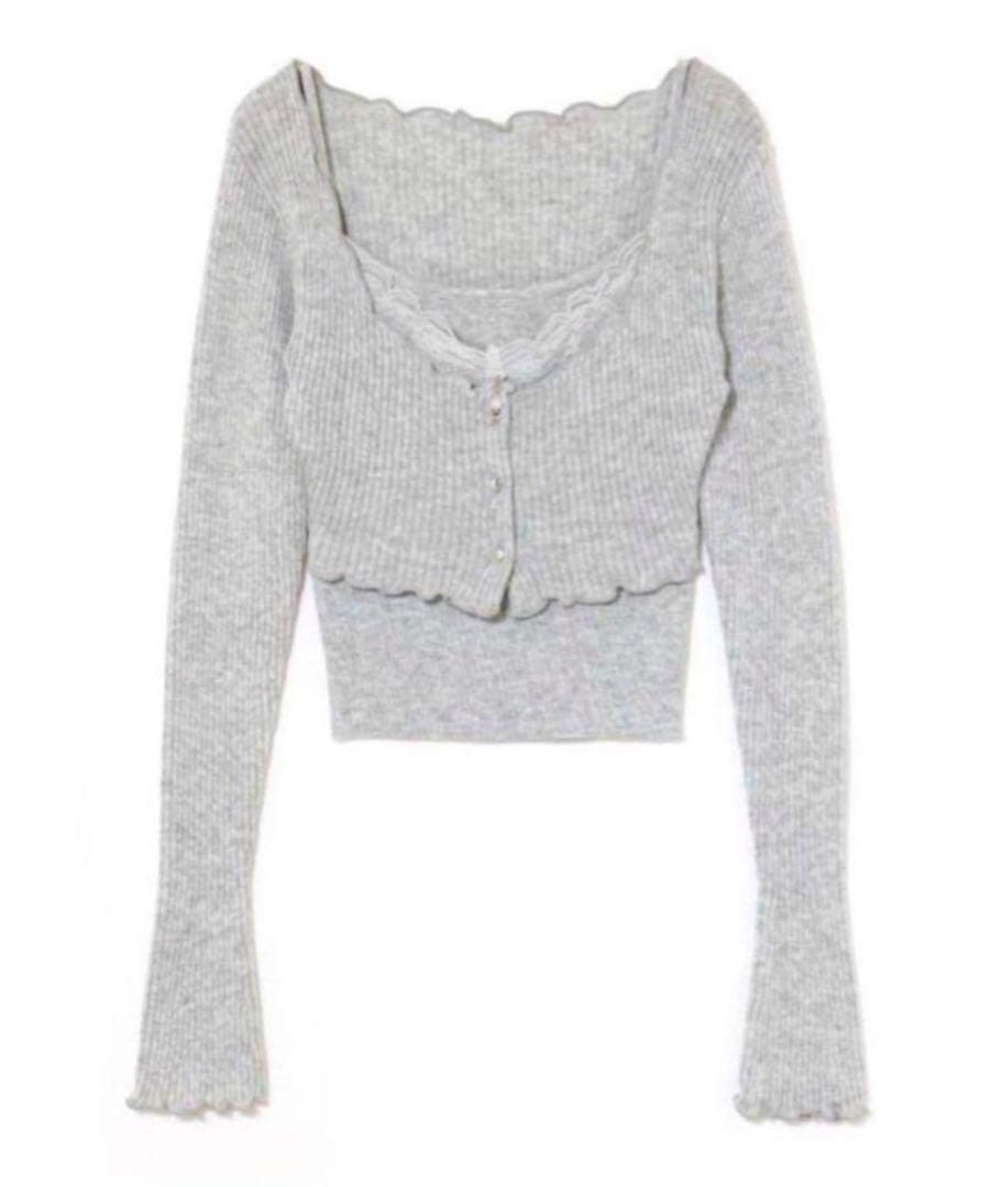トップス andmary Maisie lace camisole set gray