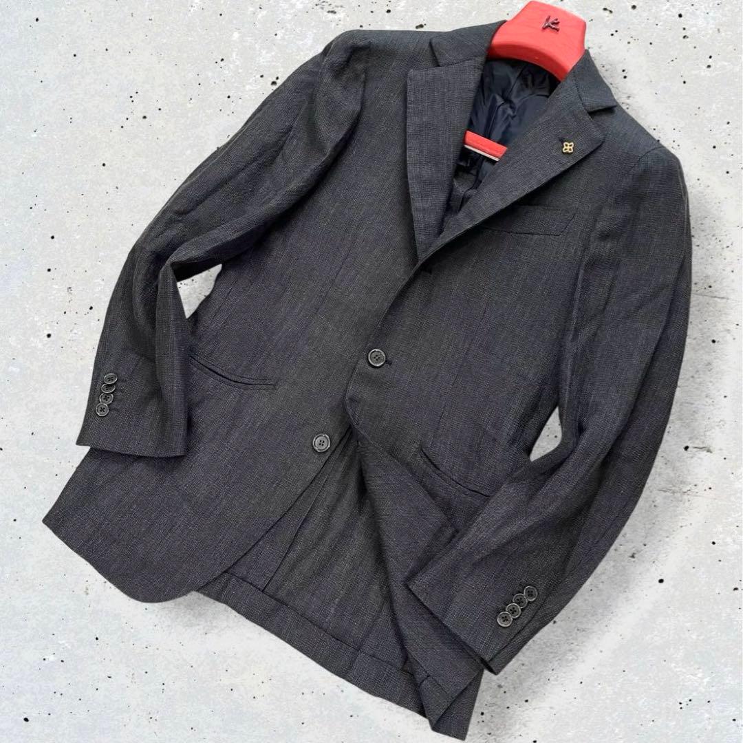 ダルクオーレDALCUORE⭐️44〜46⭐️春夏ウールジャケット⭐️チャコールグレー