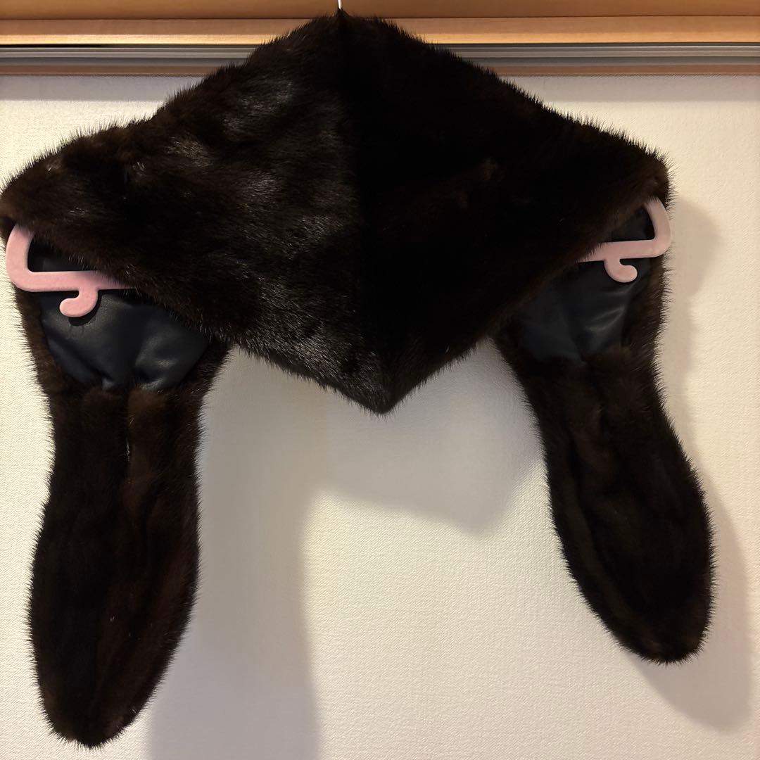 OSFUR ミンクダークブラウン ファーショールマフラー