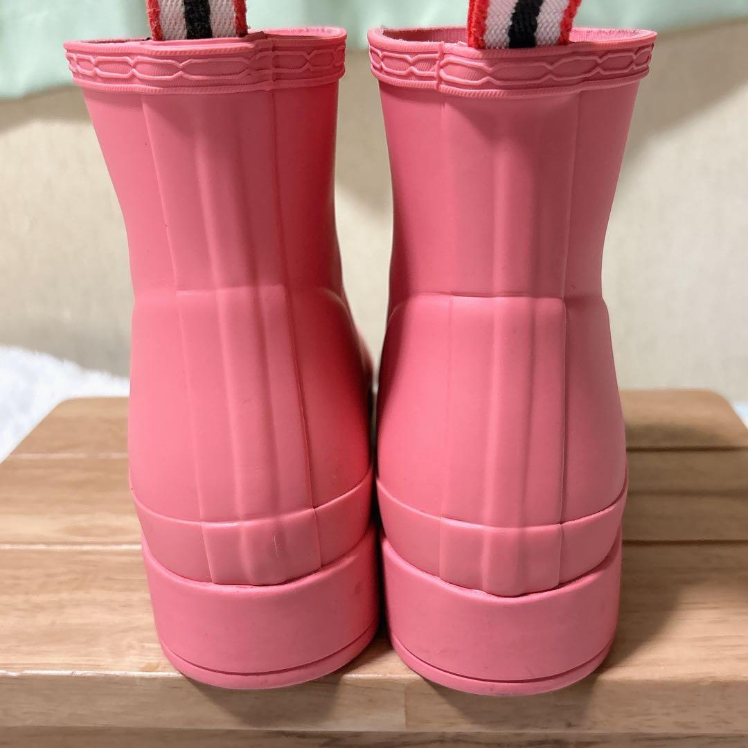 【希少】HUNTER レインブーツ ピンク ショート 長靴 雨靴 23.5cm