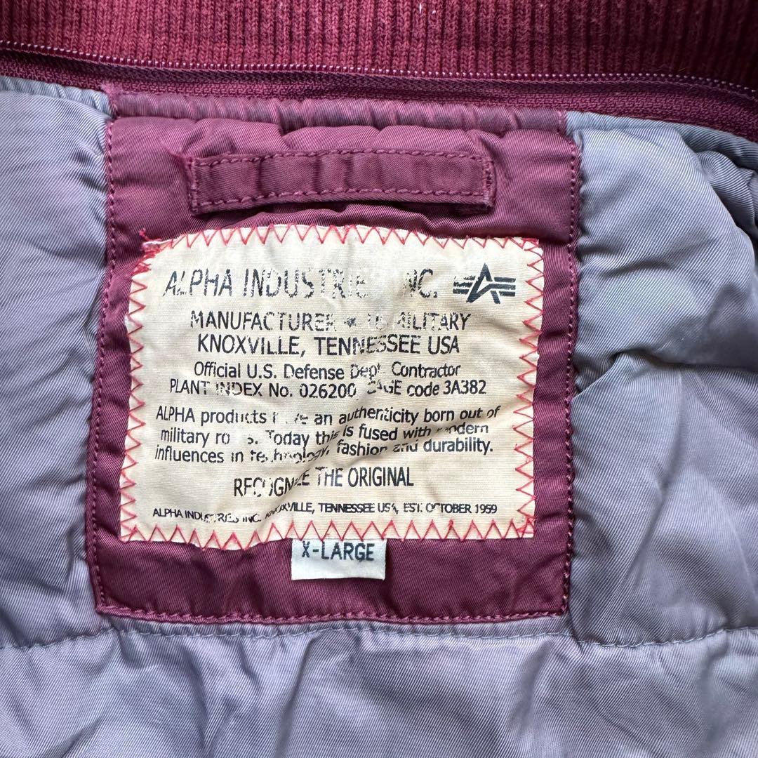 ALPHA INDUSTRIES MA-1 バーガンディ レッド　XL 後付
