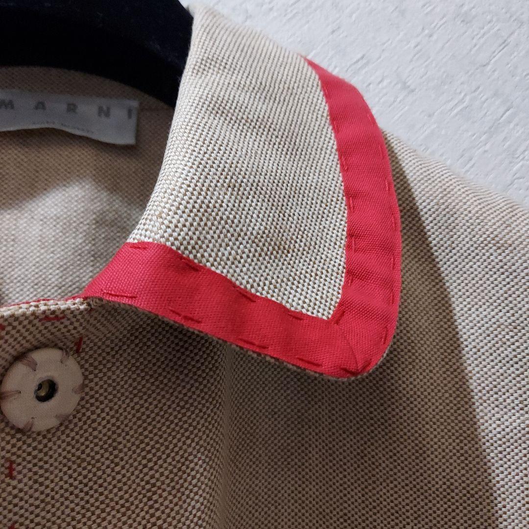 専用♥️美品マルニリネン綿襟付きコート ベージュ/赤