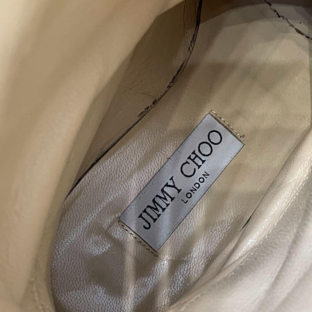 《超美品》JIMMY CHOO ジミーチュウ エンジニアブーツ ゴールド金具 黒