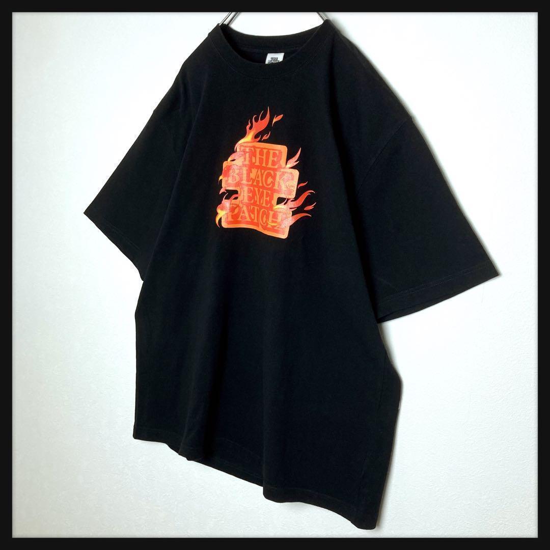 【美品★XL】ブラックアイパッチ ファイヤーロゴ Tシャツ 希少 人気デザイン