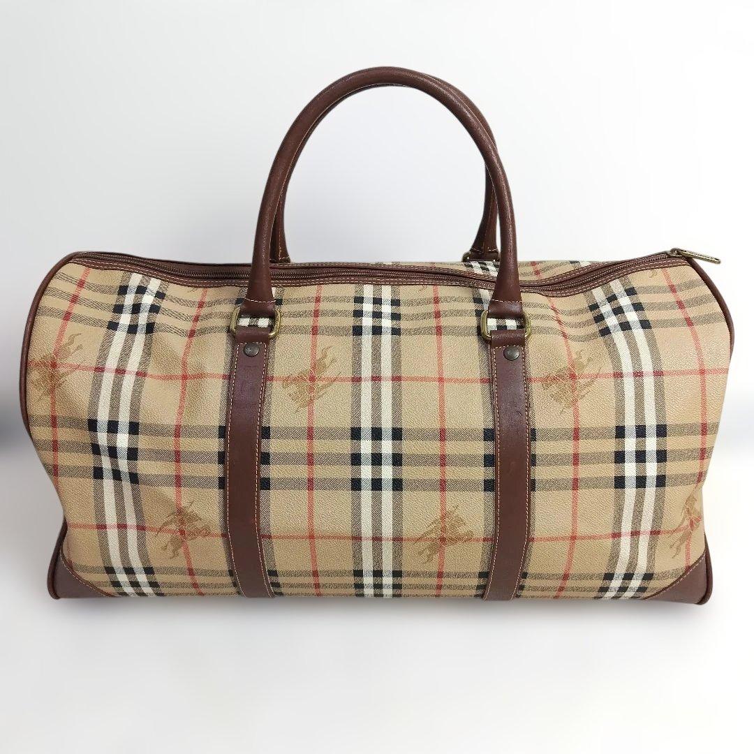 美品✨BURBERRYボストンバッグ ノバチェック ホースロゴ 2way PVC