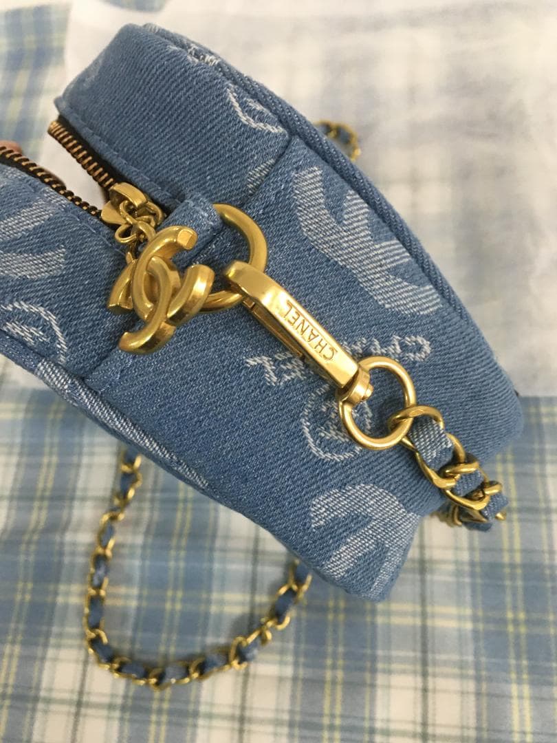 美品　ブルー　 デニムショルダーバッグ