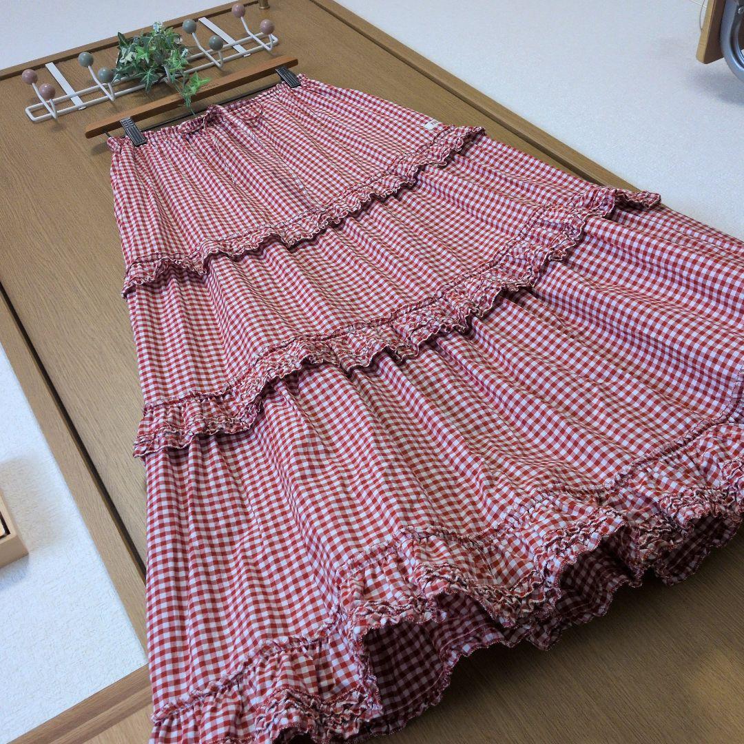 【早い者勝ち/超美品】ピンクハウス　ギンガムチェック3段フリルスカート