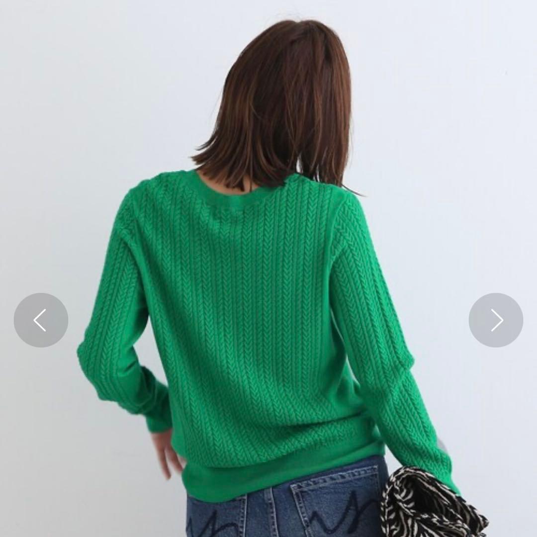 INDIVI ミニケーブル ニット セーター 38 M 新品 未着用 グリーン