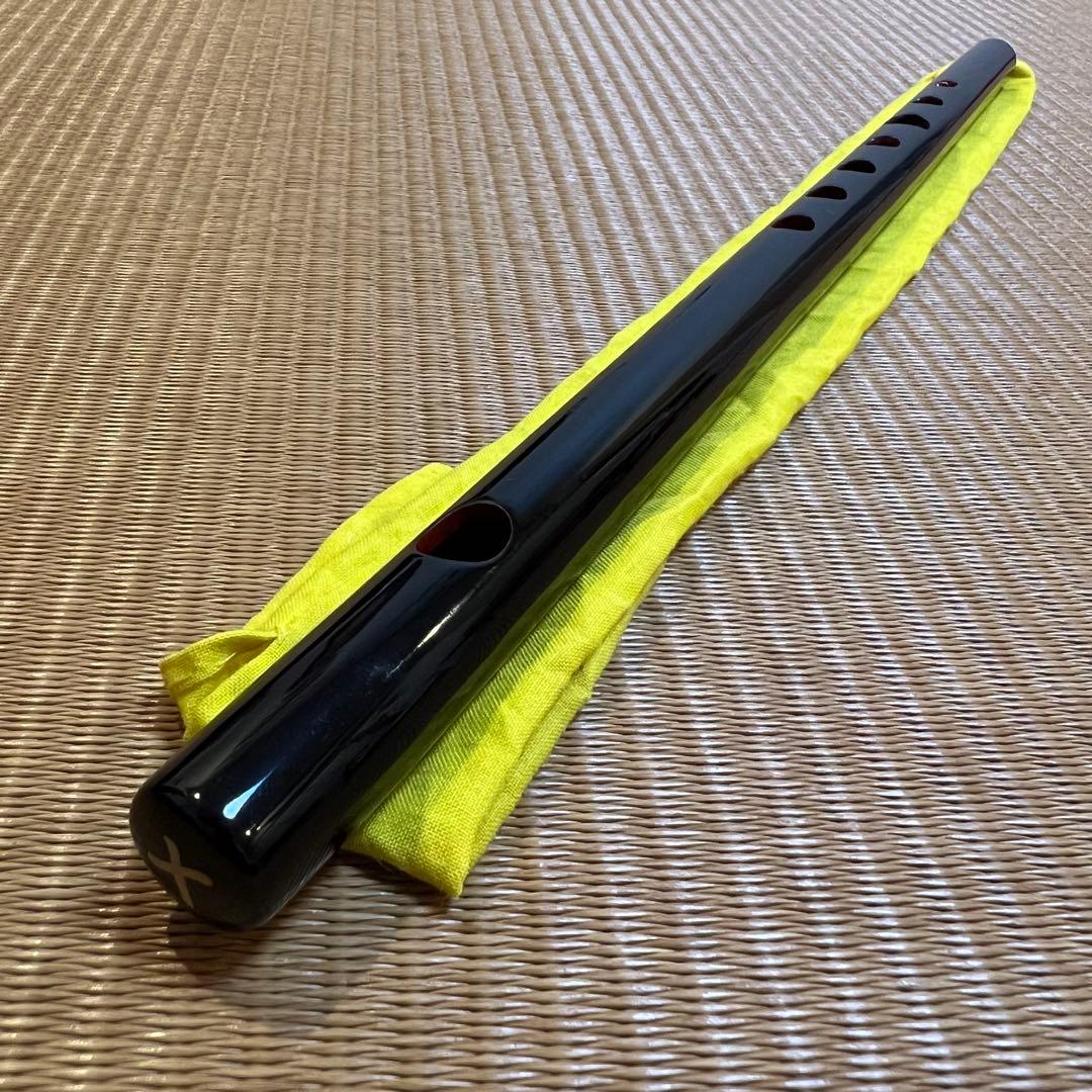 篠笛丸山 10本調子 黒漆 唄用（ドレミ調） 専用笛袋付
