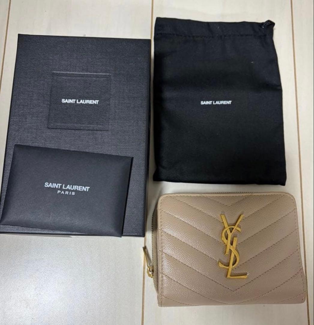 SAINT LAURENT ベージュ 二つ折り財布