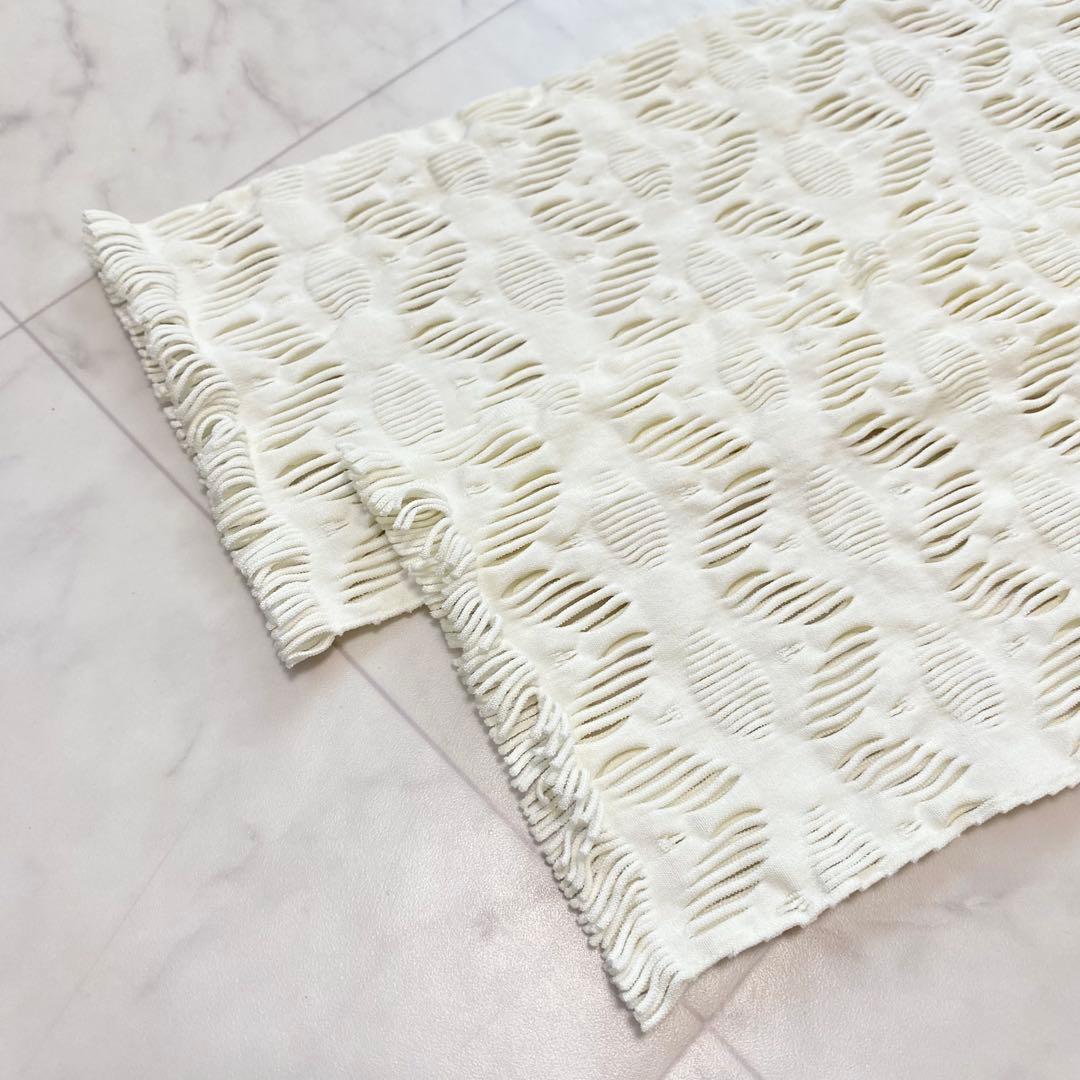 美品✨コシノヒロコ　白　ロングカーディガン　ワンピース　レース透かし編み　L