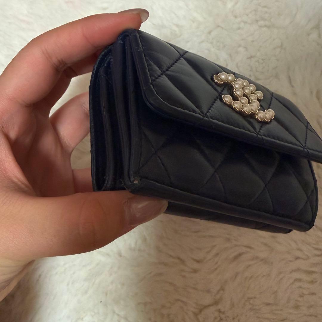 CHANEL ネイビー 三つ折り財布