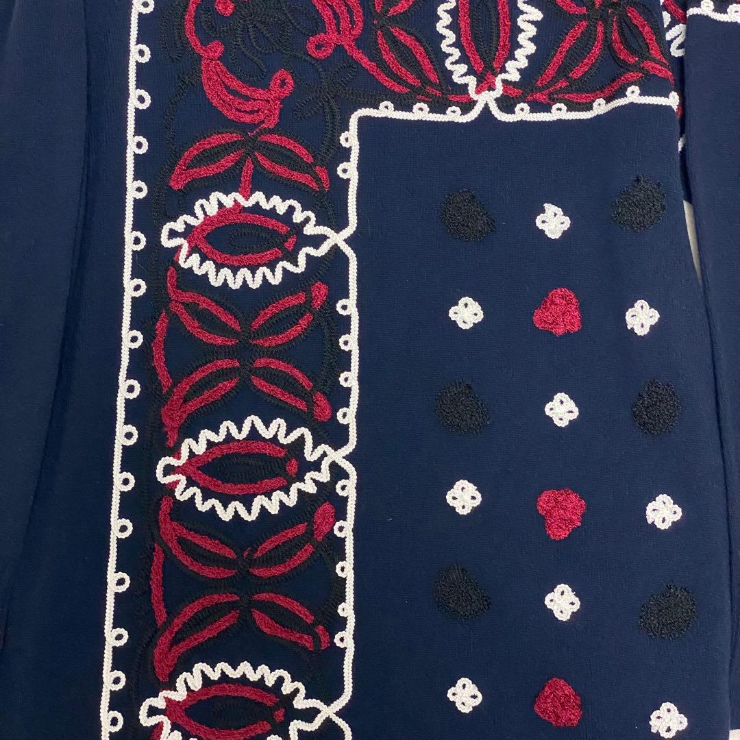 sacai ペイズリー 刺繍 ニット サイドジップ ニット ロングワンピース