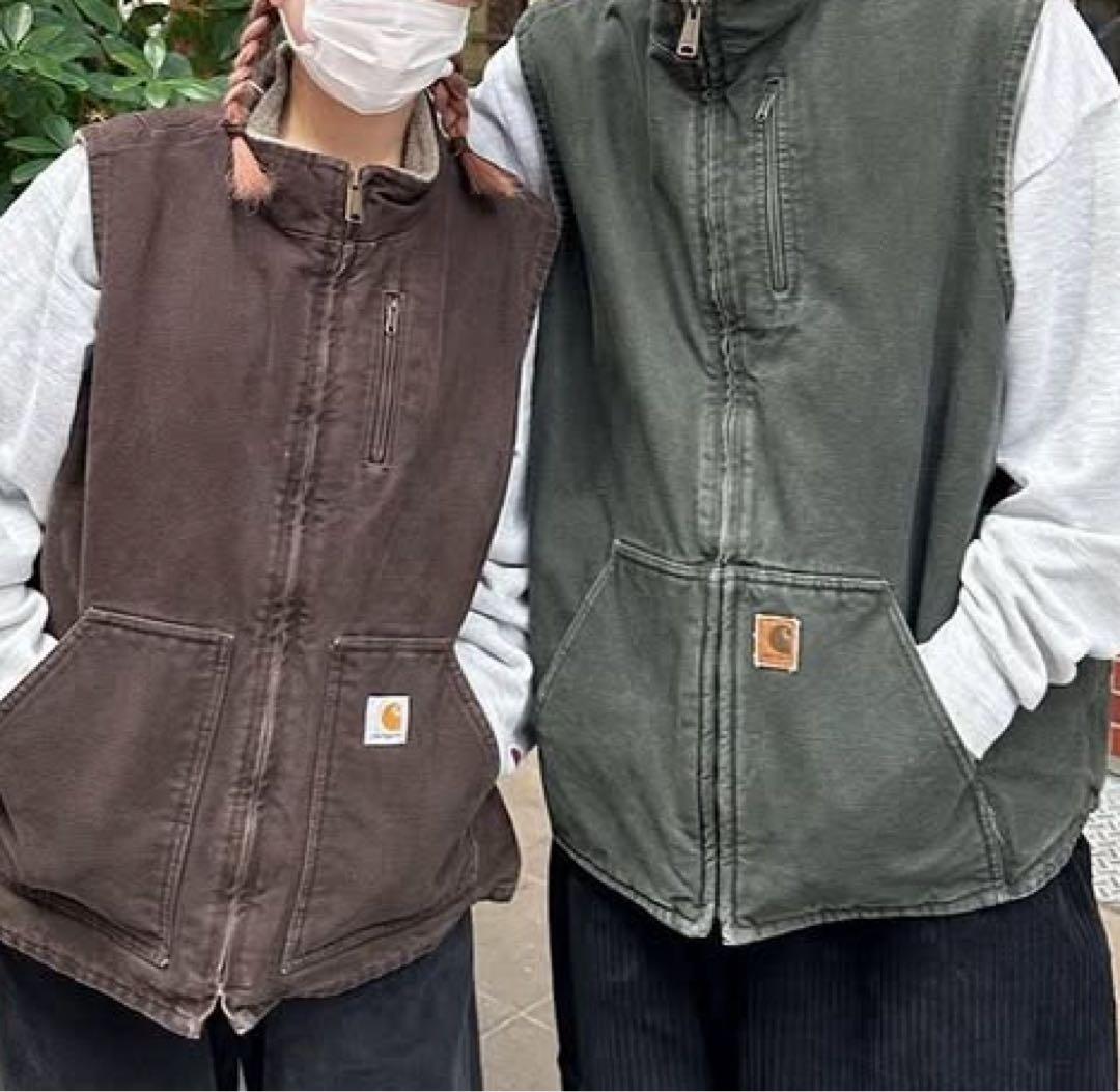 Carhartt ブラウン ダックベスト　裏ボア