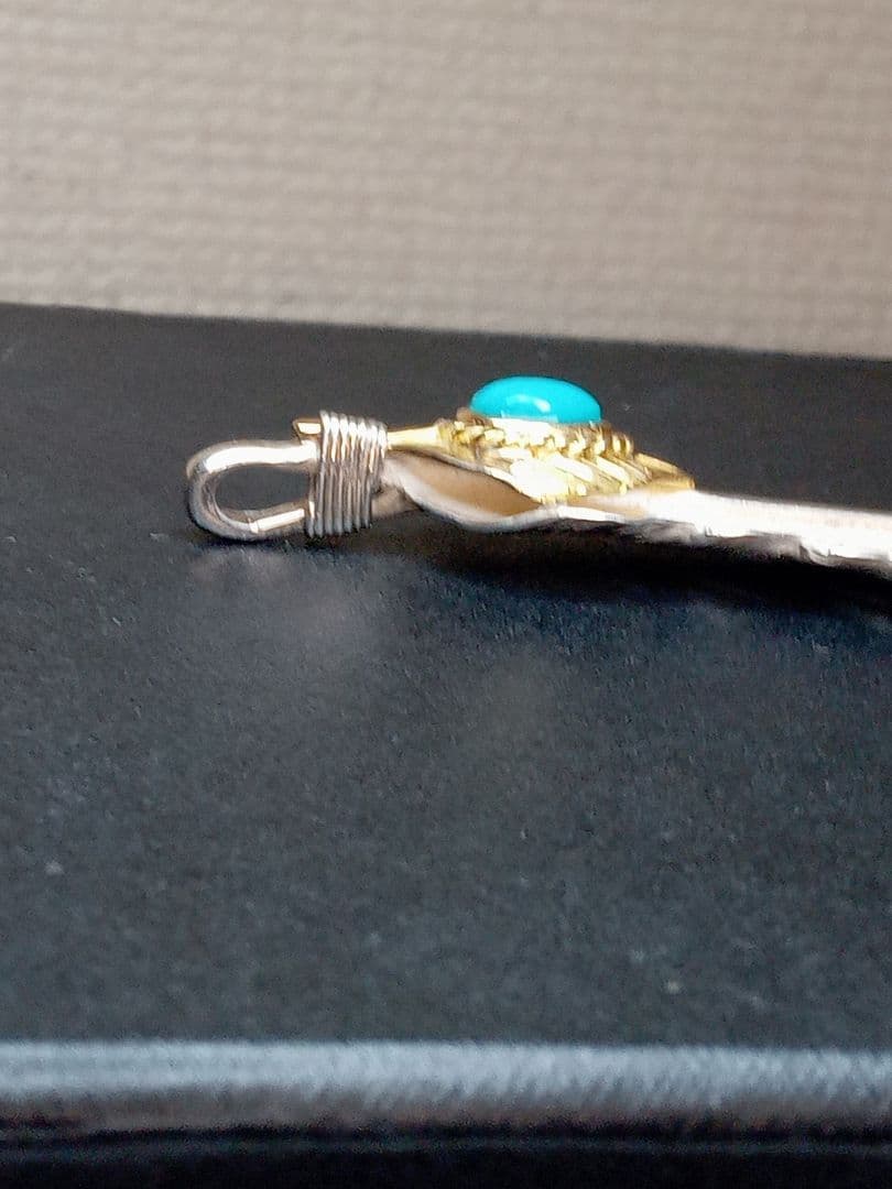 ✨️極上品✨️上金 金縄 特大フェザー　ターコイズ付きペンダント　ゴローズ？