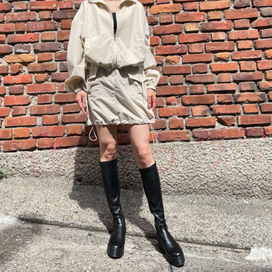 R&E 厚底ラバーソールストレッチロングブーツ　24.0cm〜24.5cm 美品