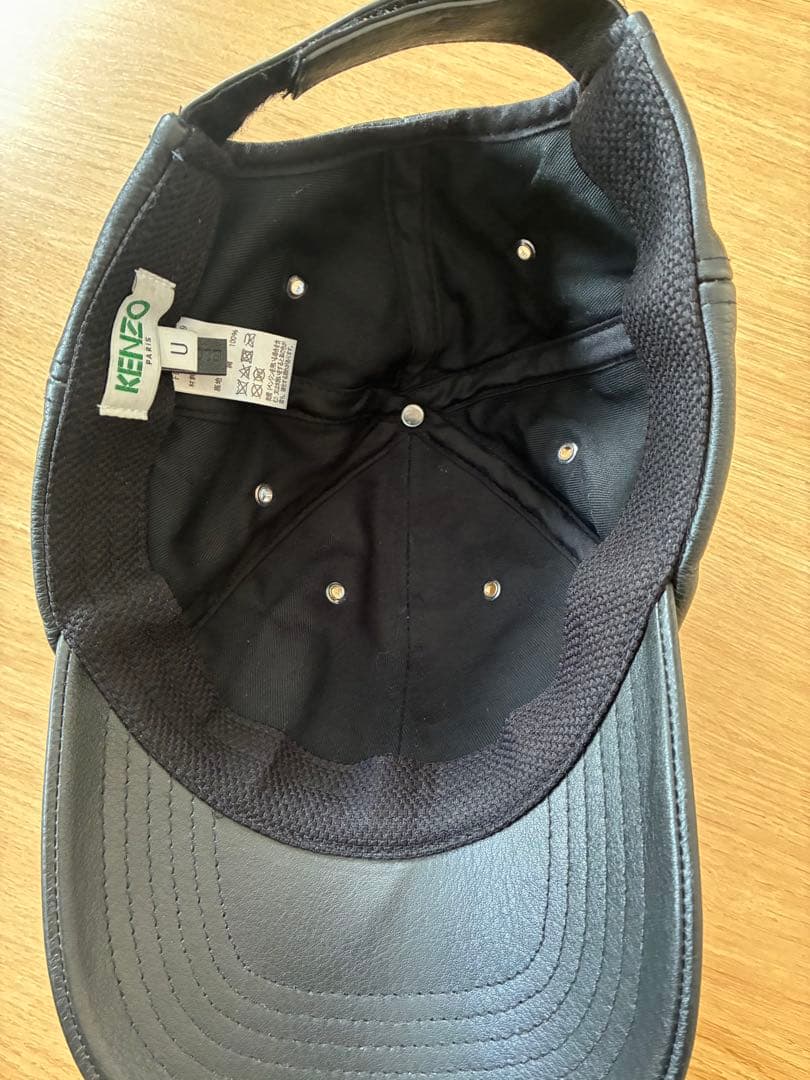 KENZO ブラックレザー キャップ