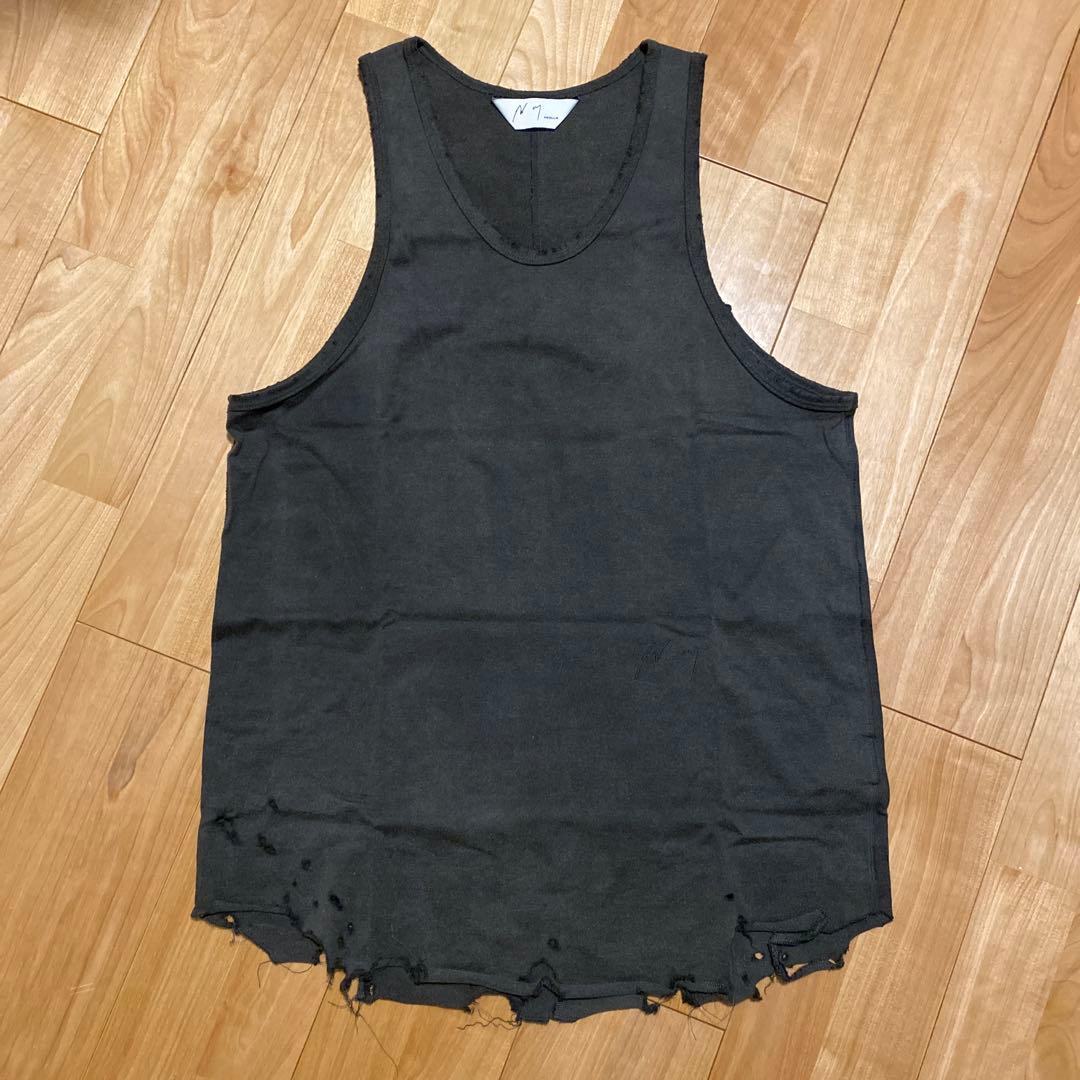 トップス ANCELLM DAMAGE TANK TOP BLACK 1