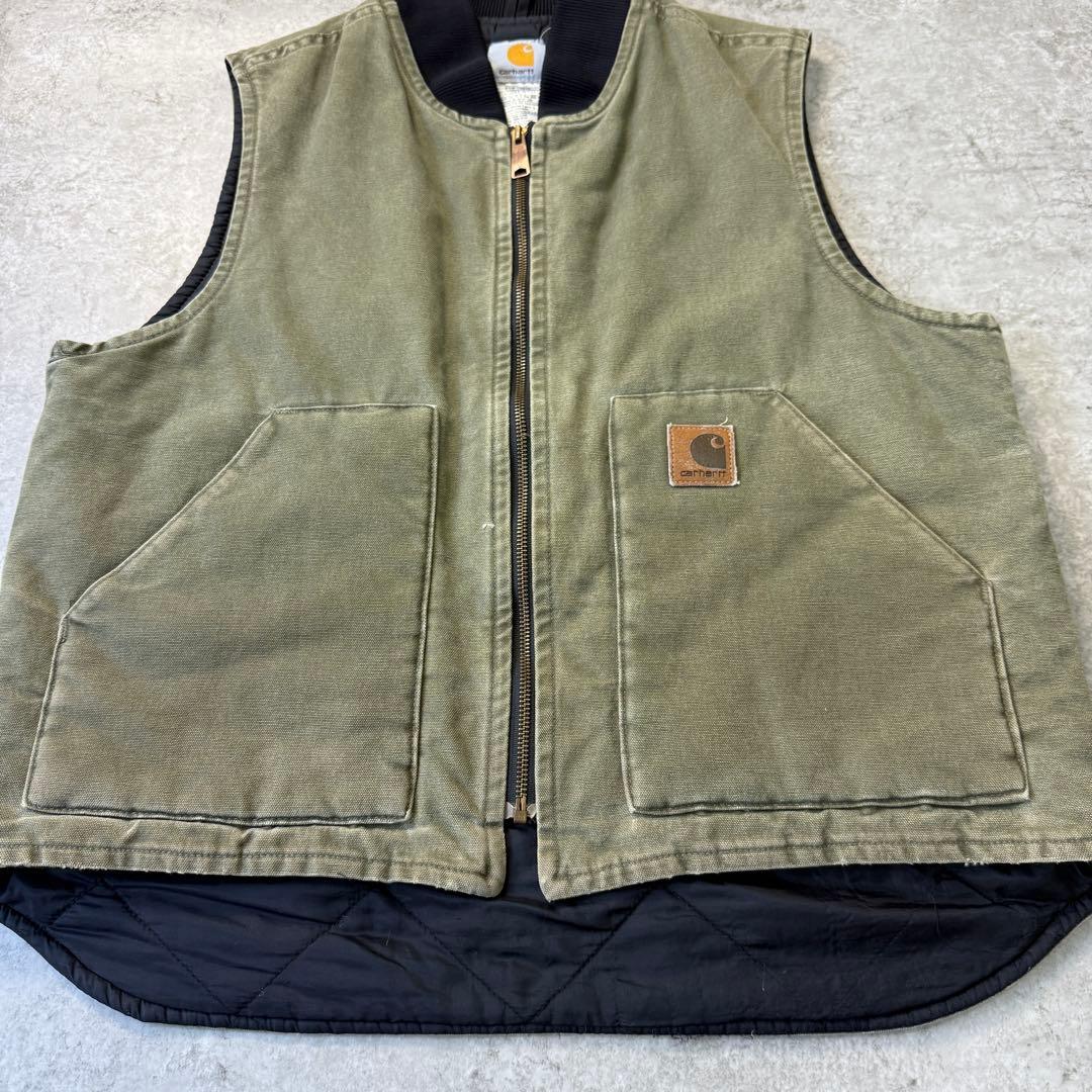 希少カラー■carhartt カーハート【L】00s ダックベスト 雰囲気◎