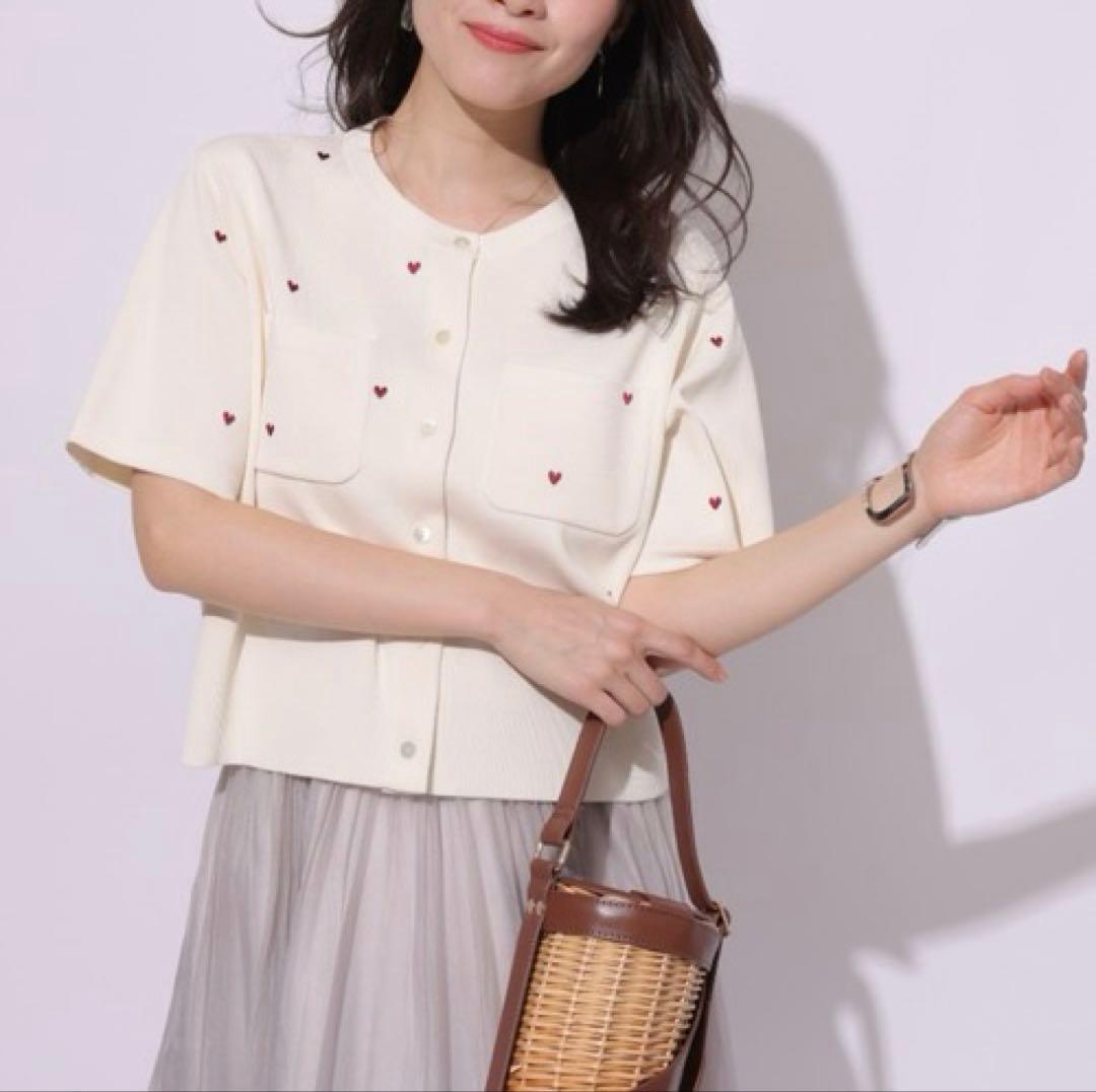 ★新品★ Apuweiser-riche カーディガン　半袖　ホワイト　Mサイズ