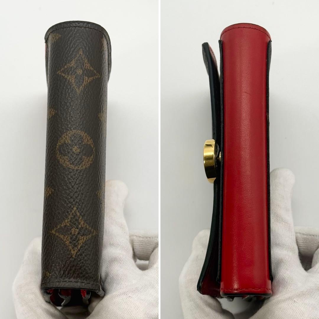 美品 ルイヴィトン モノグラム フロール コンパクト 二つ折り財布 赤 レッド