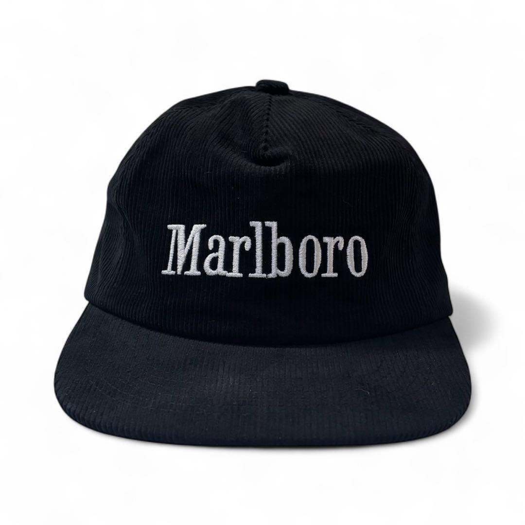 Marlboro マルボロ コーデュロイキャップ CAP Black 白刺繍