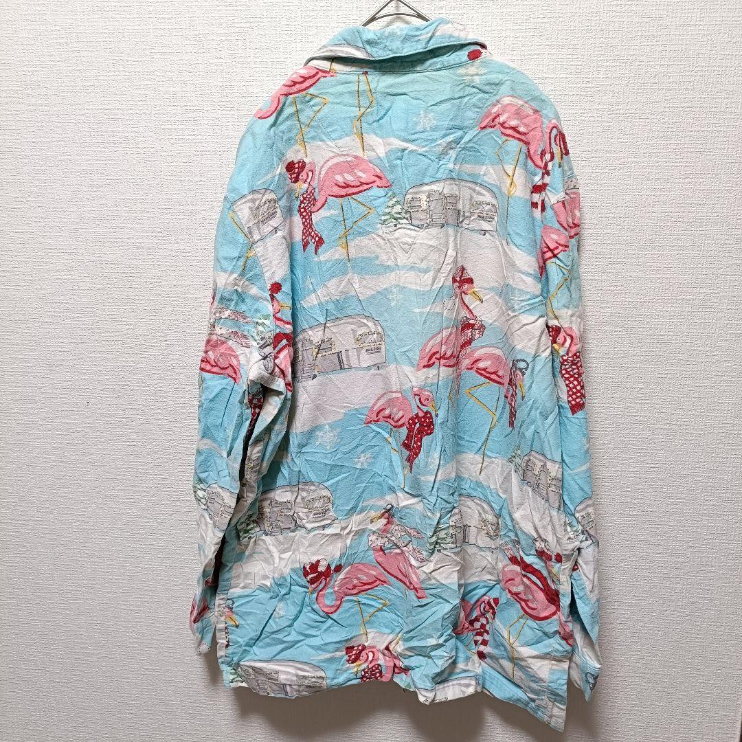❤超貴重 Nick＆Nora フラミンゴ 総柄 フランネル パジャマシャツ XL