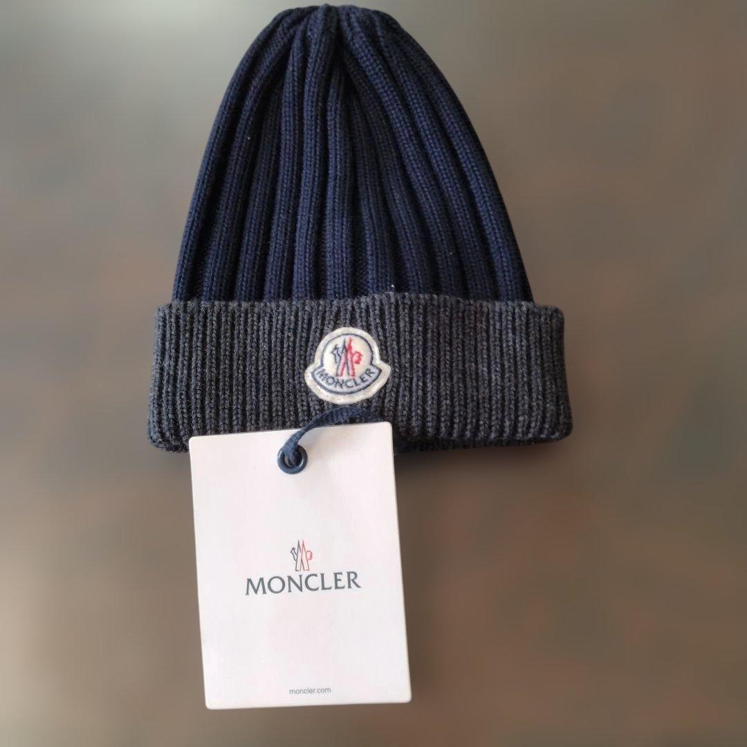 MONCLER ネイビー ニット帽 新品タグ付き