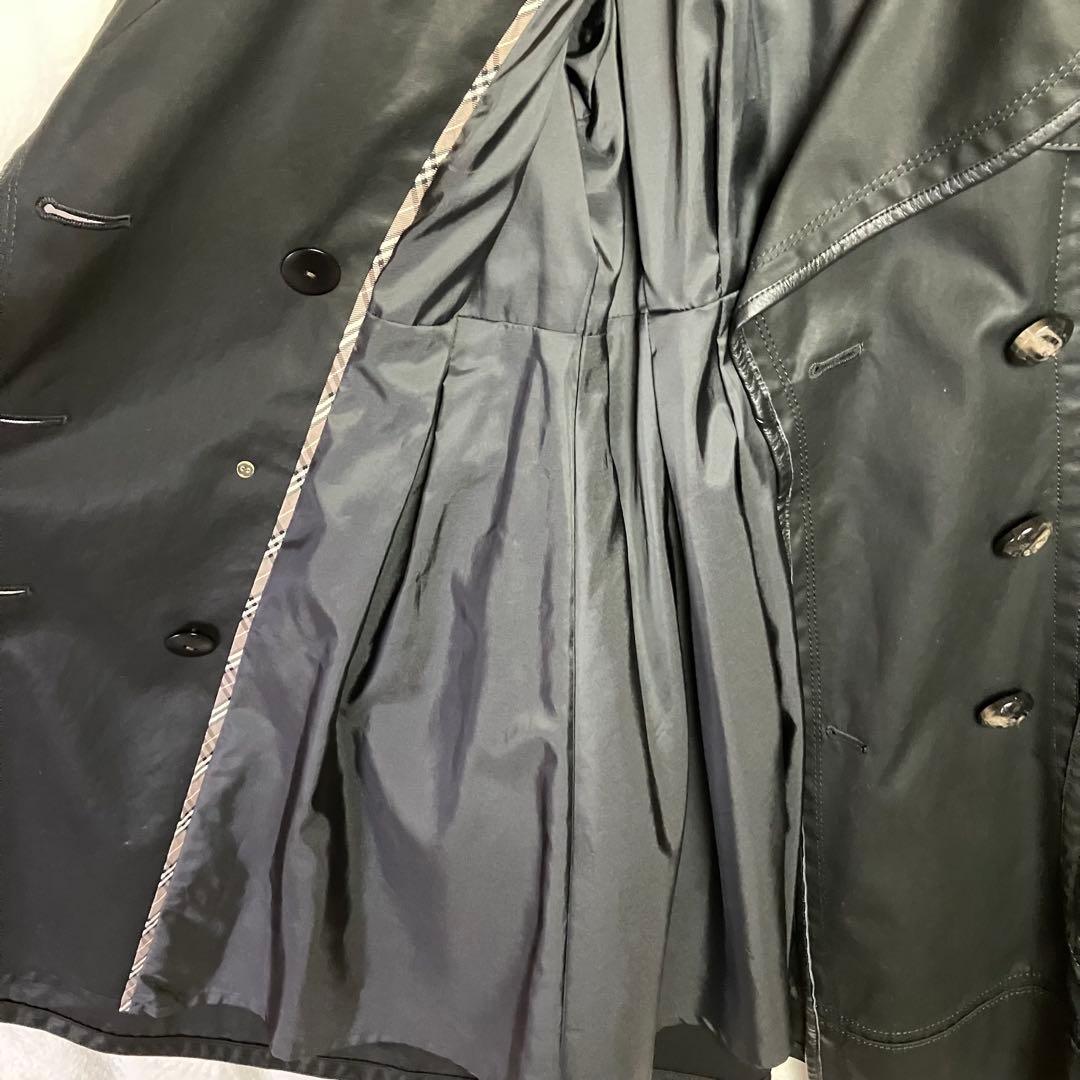 【希少】バーバリー ブルーレーベル ハートラペル トレンチコート 黒 牛革