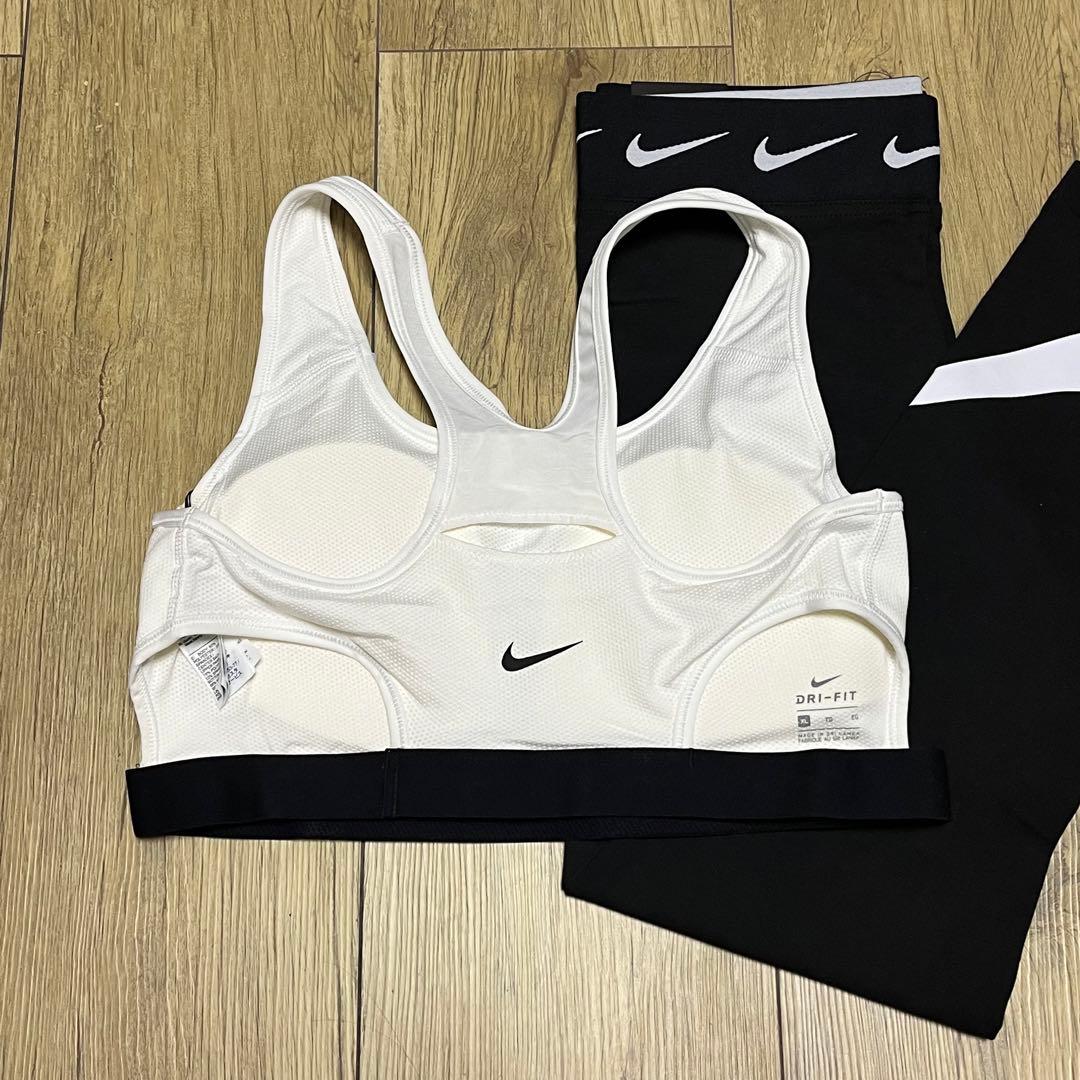 新品★Nike ナイキ スポーツブラ & レギンス 2点セット 白黒 XL