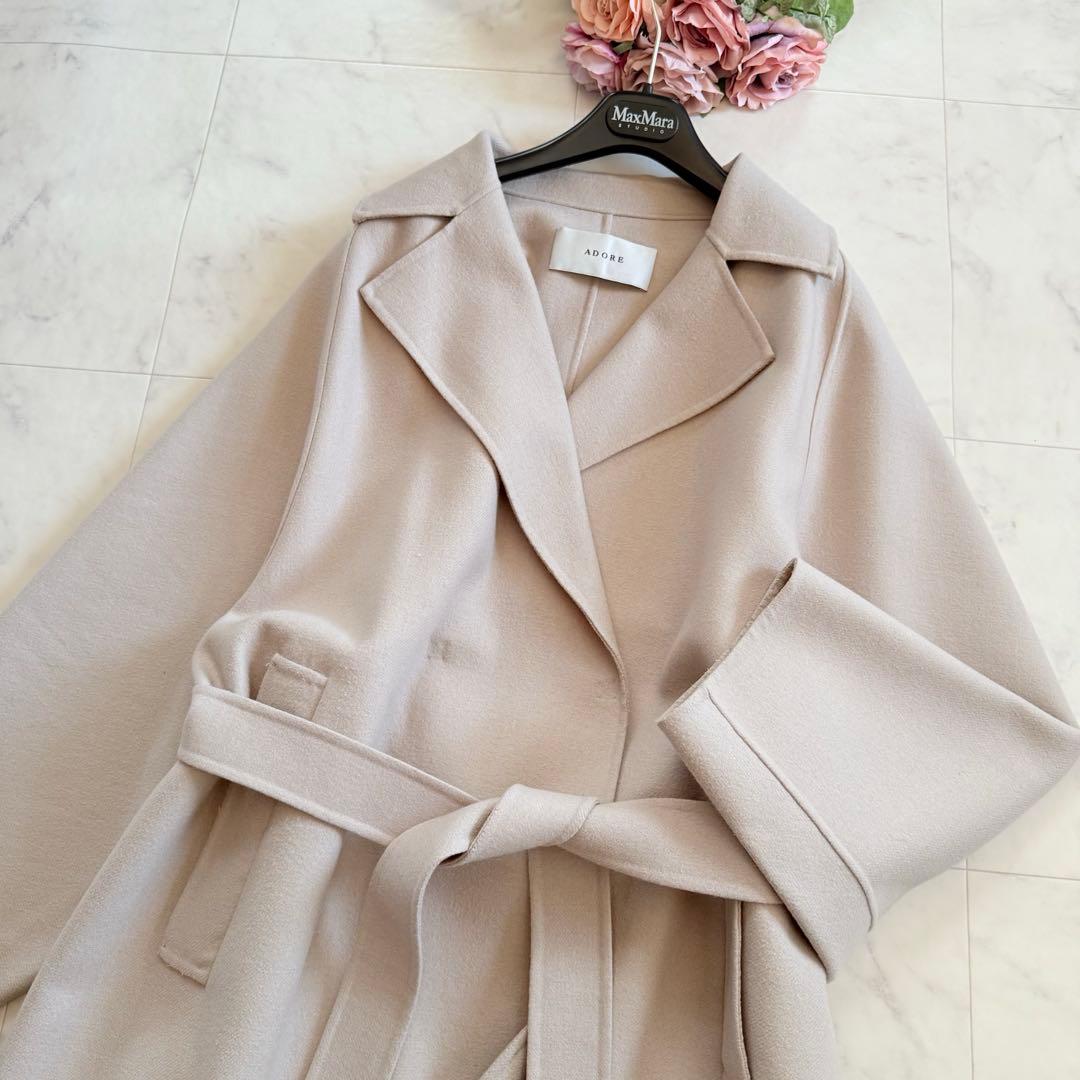 極美品★定価9.8万 ADORE ライトリバーバックベルトコート ファーベルト