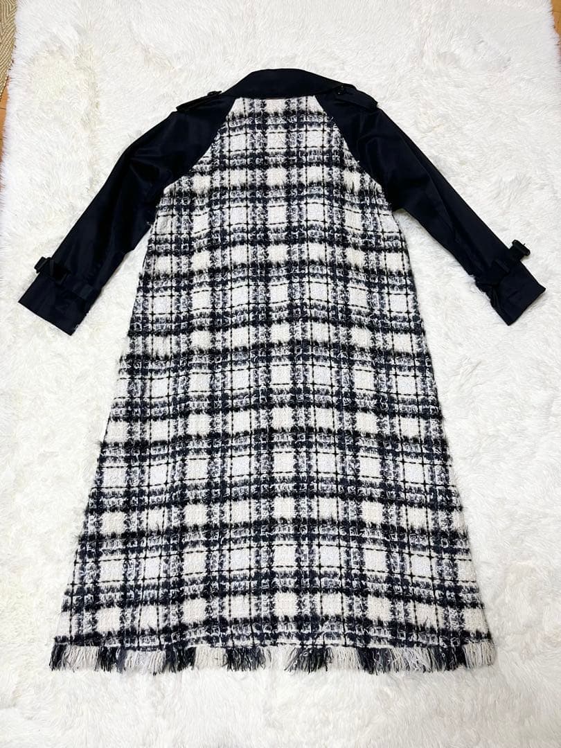 美品　grace class ツイード　ロングコート　S チェック