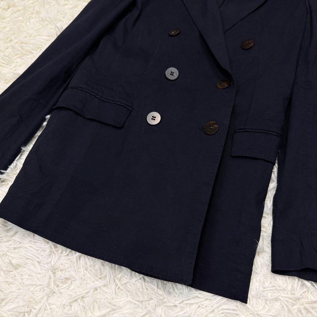 美品☆Theory Tailor DB JKT ダブル リネンジャケット 2 紺