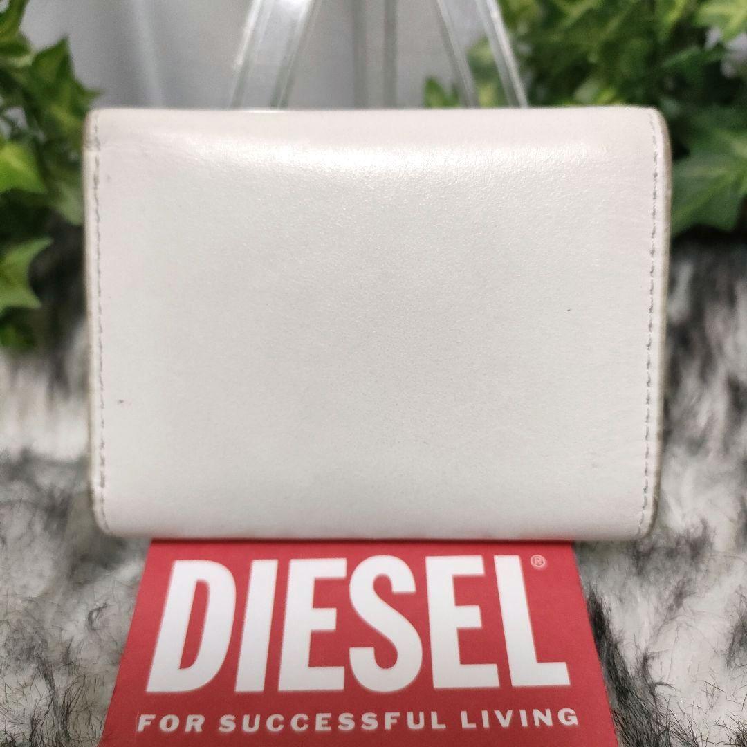 DIESEL 三つ折り財布 ホワイト Dロゴ レザー ディーゼル 財布 白 革