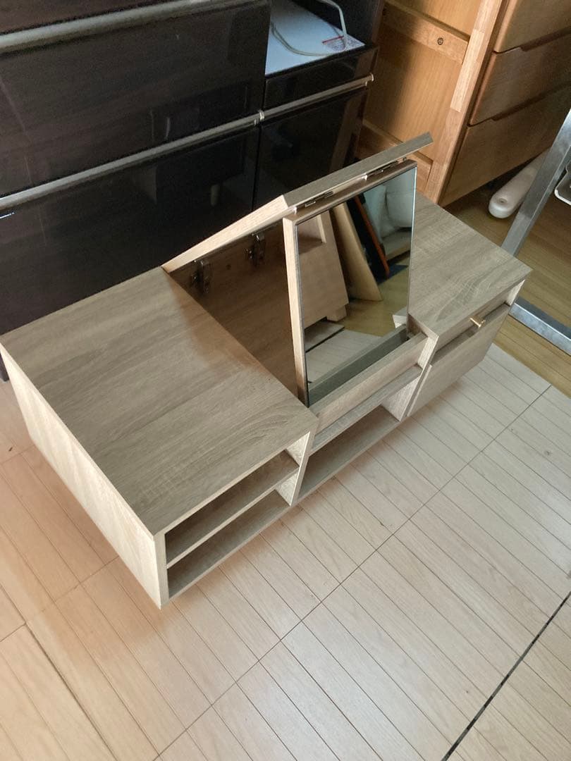 北欧木製ドレッサーテーブル可動式ミラ 一付2way ナチュラル シャルム W85