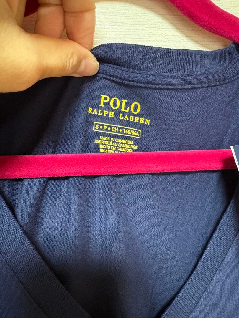 Polo Ralph Lauren ネイビー グレーVネック Tシャツ　値札付き