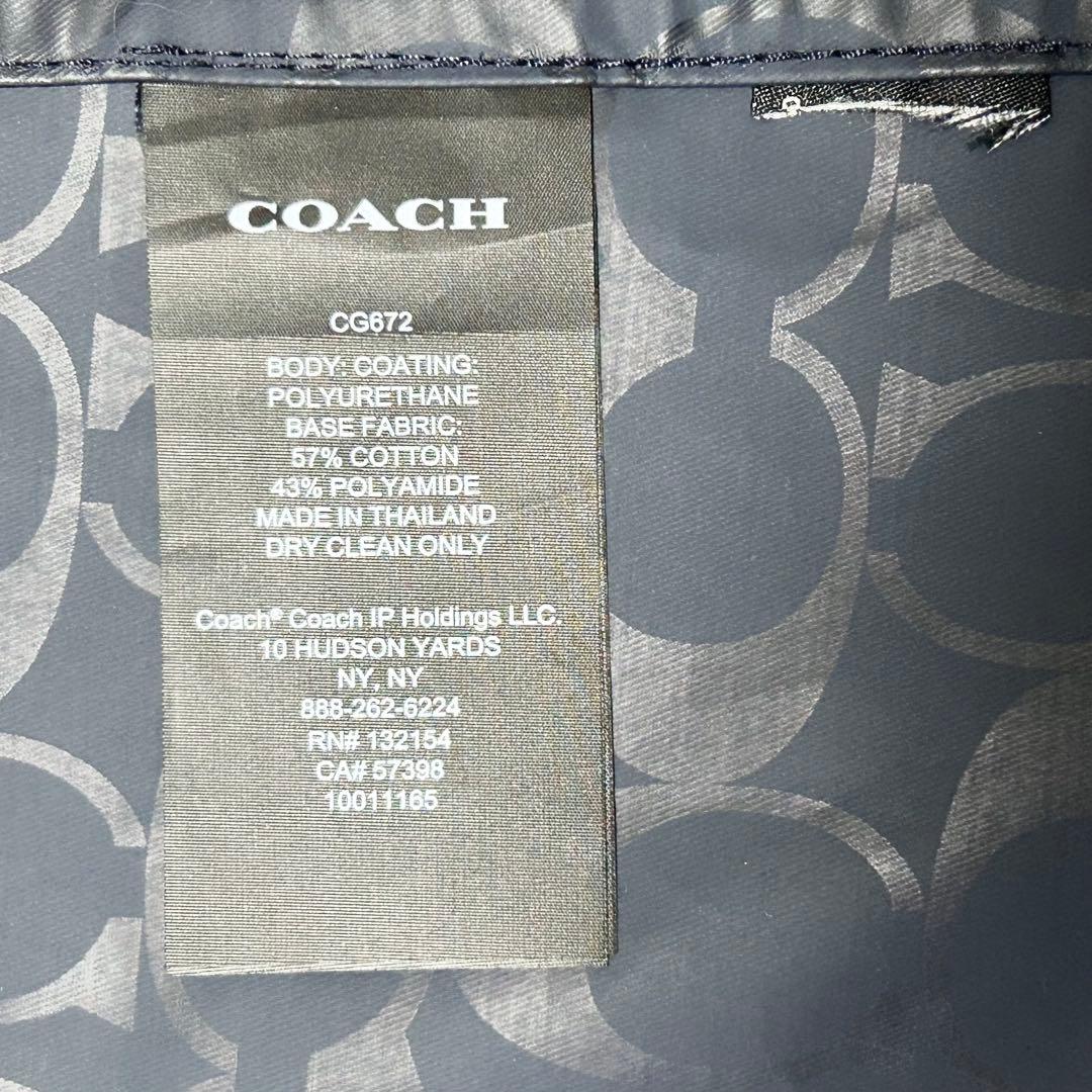 COACH コーチ ステンカラーコート 裏地シグネチャー柄 ベルト M ネイビー