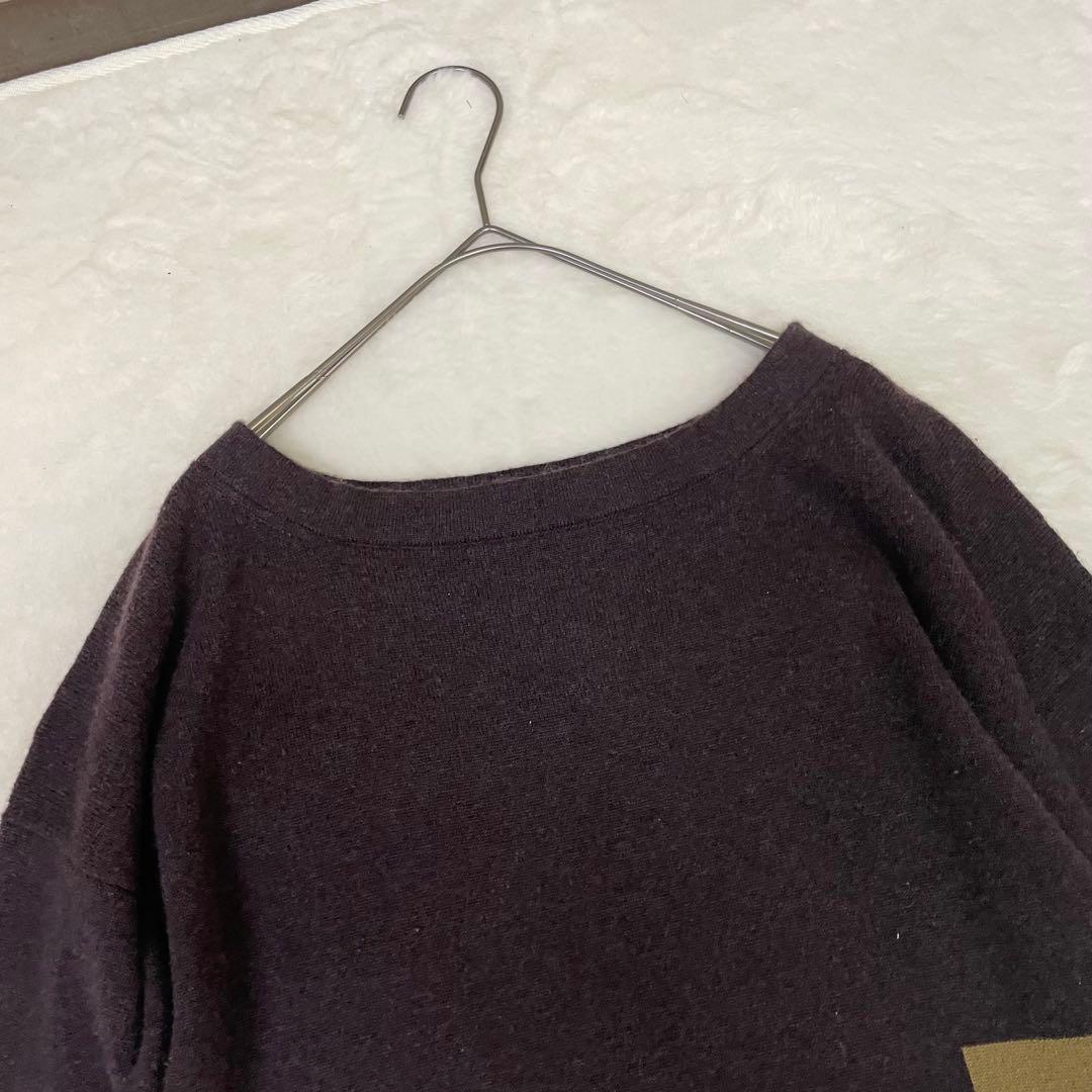 美品　CIVIDINI カシミヤ100% 幾何学模様 ダークパープル ワンピース