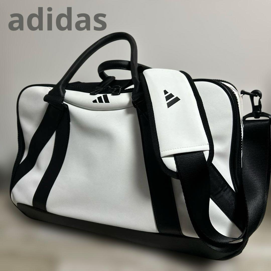 adidasアディダス シューズポケット付き 合成皮革 ボストンバッグ　美品