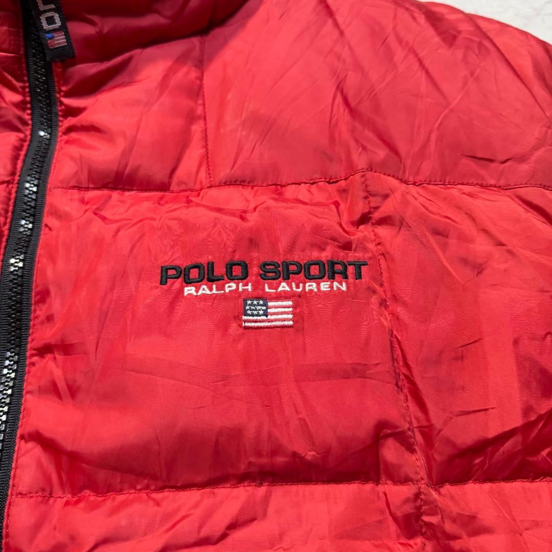90s POLO SPORTS ダウンベスト 刺繍ロゴ USA国旗 ドローコード