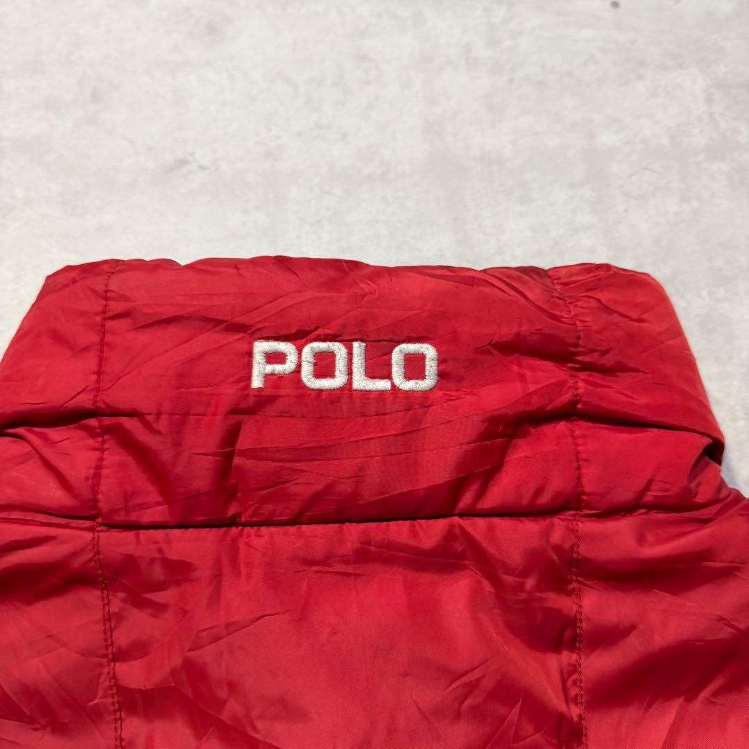 90s POLO SPORTS ダウンベスト 刺繍ロゴ USA国旗 ドローコード