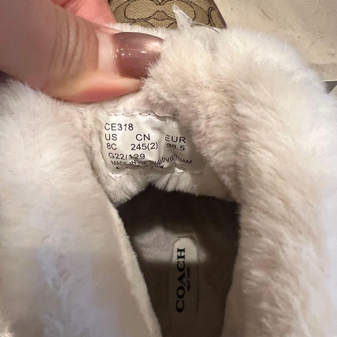 Coach ブラウン ファー付きブーツ　24.5〜25.5cm